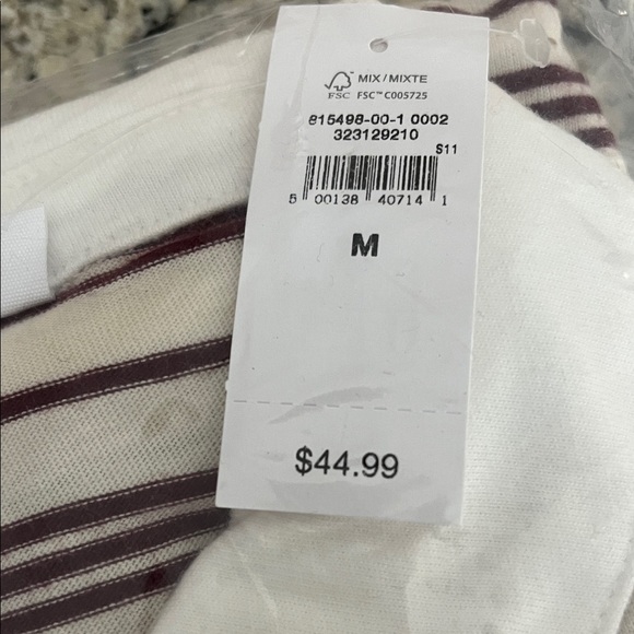 Women’s Cream and Maroon Striped Long Sleeve Rugby Shirt - Picture 2 of 5